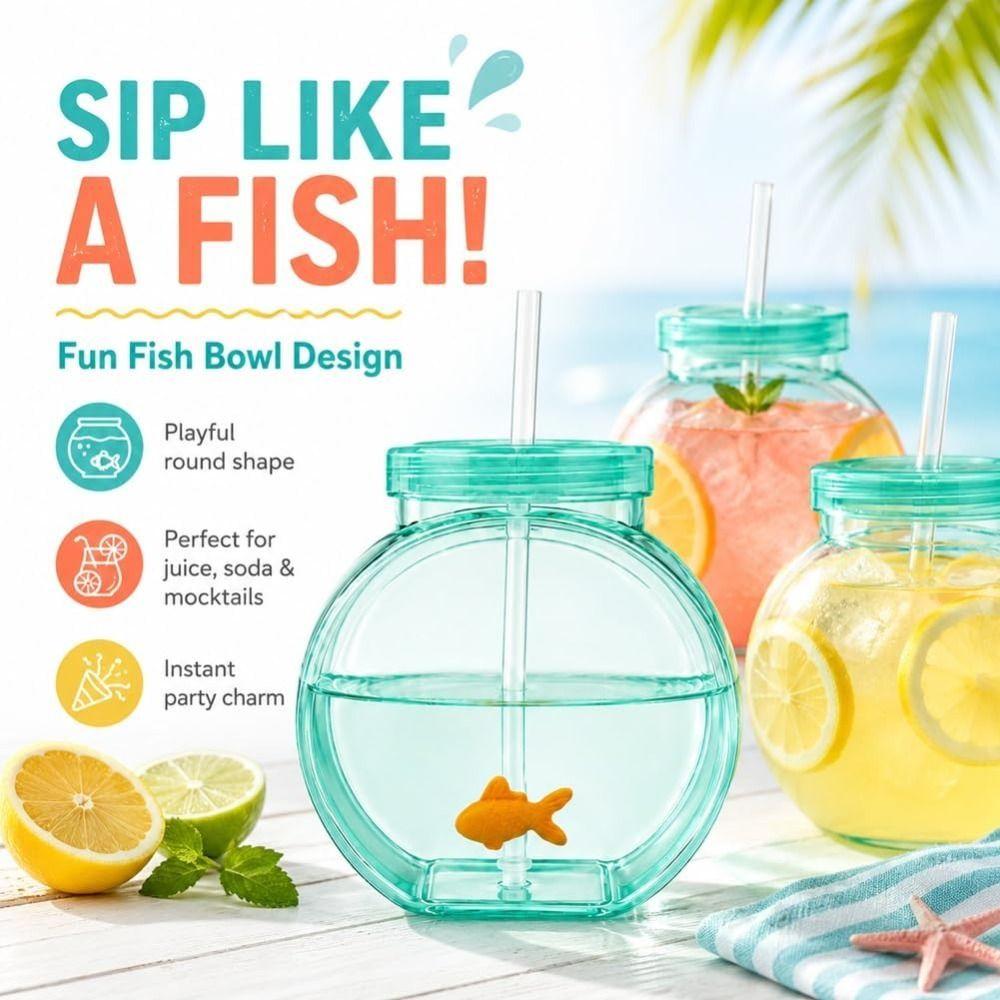 With Lid Plastic Fish Bowl Cup Translucent Green Ornament Cup For Drinks  Parties Centerpieces