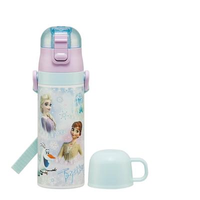 Бутылка для воды Skater 470 мл, для прямого питья 430 мл, с чашкой, Disney Frozen, из нержавеющей стали, спортивная, для детей, 2-хсторонняя (Прямое питье) / (Чашка Напиток) - Дизайн,