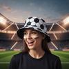 Korean Style Soccer Pattern Bucket Cap Breathable Folding Sunscreen Basin Cap Polyester Wide Brimmed Football Fisherman Hat