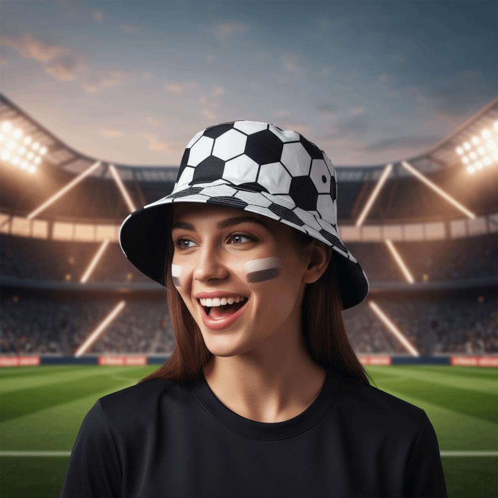 Korean Style Soccer Pattern Bucket Cap Breathable Folding Sunscreen Basin Cap Polyester Wide Brimmed Football Fisherman Hat