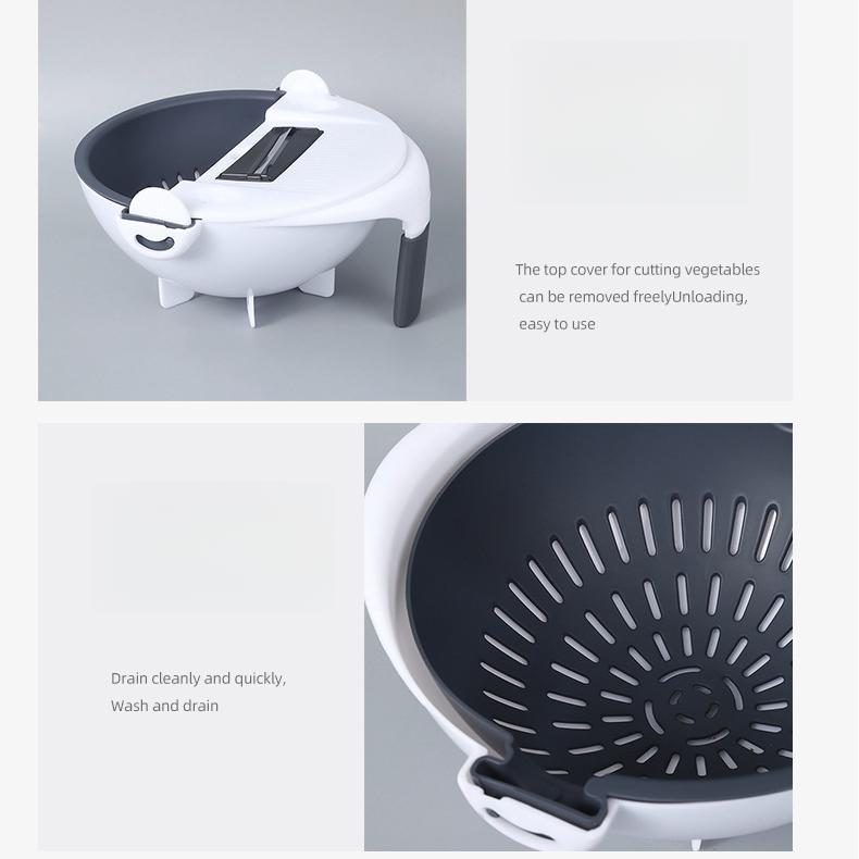 2-in-1 Vegetable Slicer Grater with Drain Basket Multifunctional Kitchen Cutter