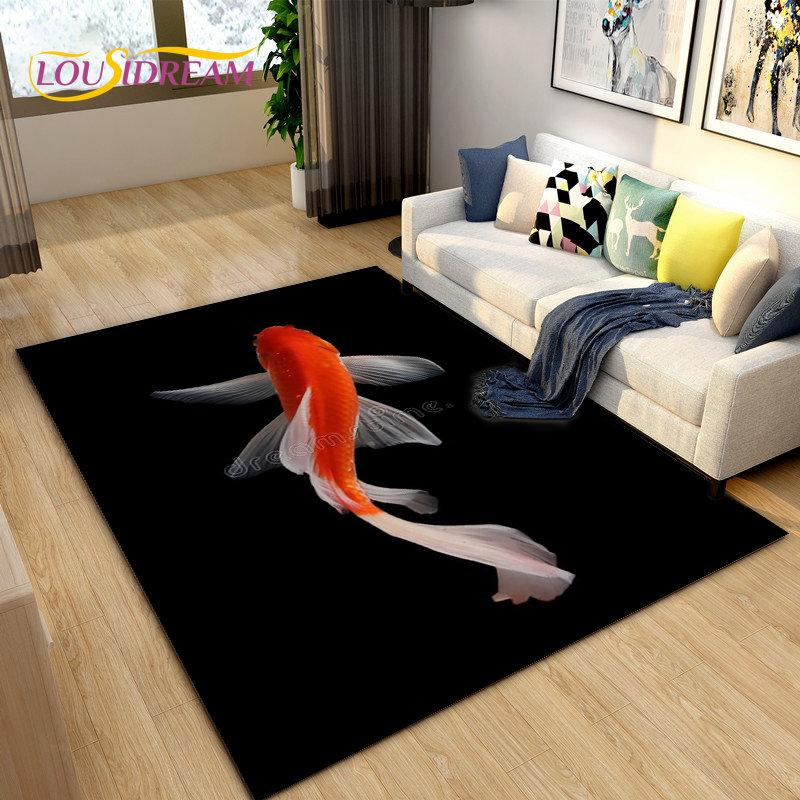 3D Рыба Золотая Арована Бетта Коврик в виде Рыбы, Коврик для гостиной, Спальни, Дивана, Коврик, Декор, Нескользящий напольный коврик для детских игр