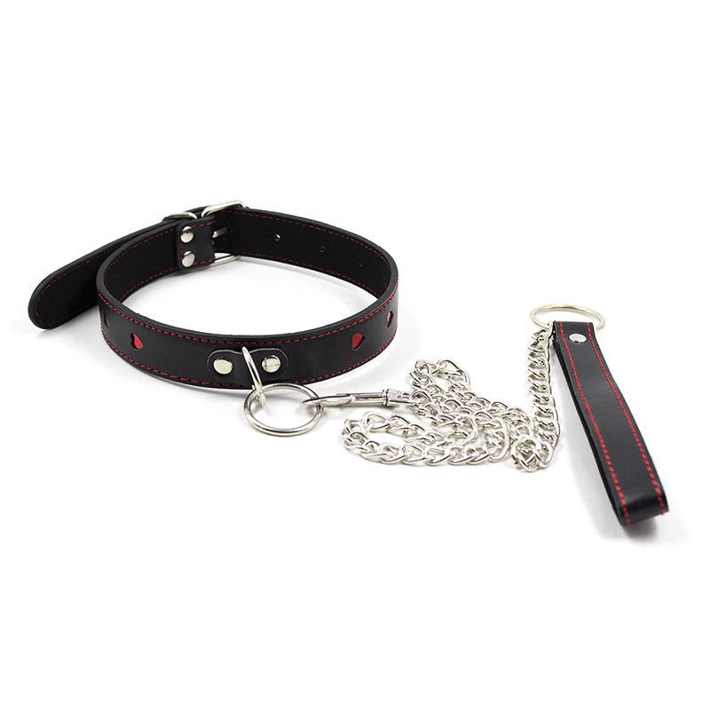 Bdsm Puppy Play Leather Dog Neck Collar With Leash Chain SM Neck Bondage Harnes Choking Necklace Dog Slave Cosplay Adult Sex Toy