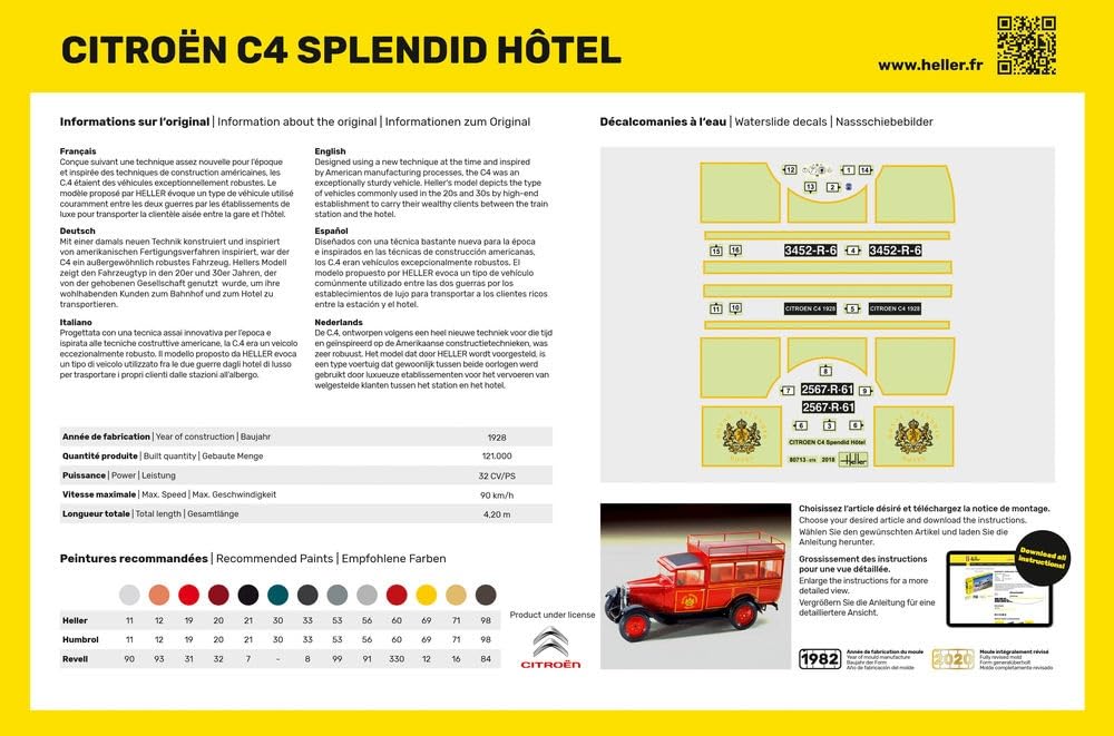 PLATZ Heller Citroen C4 Splendid Hotel Пластиковая модель HE80713 1/24 (Машина)