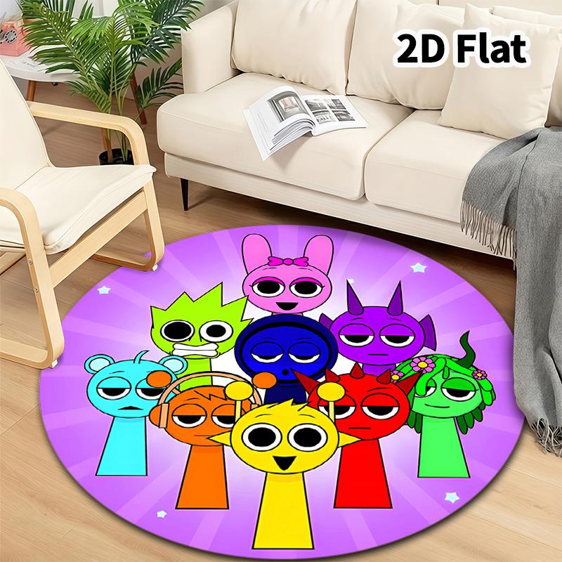 Sprunki Round Area Rug Carpet Rug For Living Room Bedroom Sofa Playroom Decor Nonslip Floor Mat