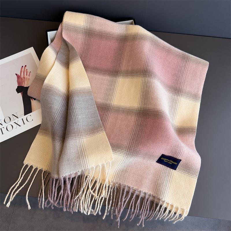 Luxury Plaid Scarf Winter Warm Cashmere Women Long Pashmina Foulard Female Scarves Lady Tassel Shawl Wraps Design New