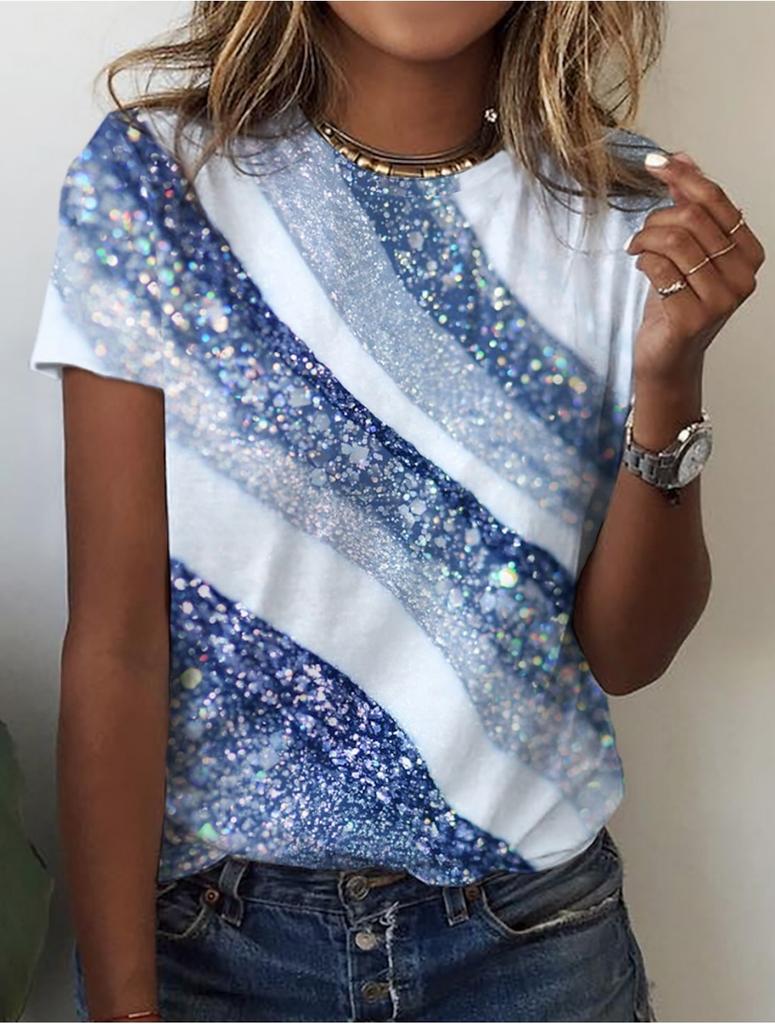 Summer Women's T Shirt Flower Texture 3D Print Floral Graphics Tees Casual Short Sleeve Tops Fashion O-Neck T-Shirt for Women