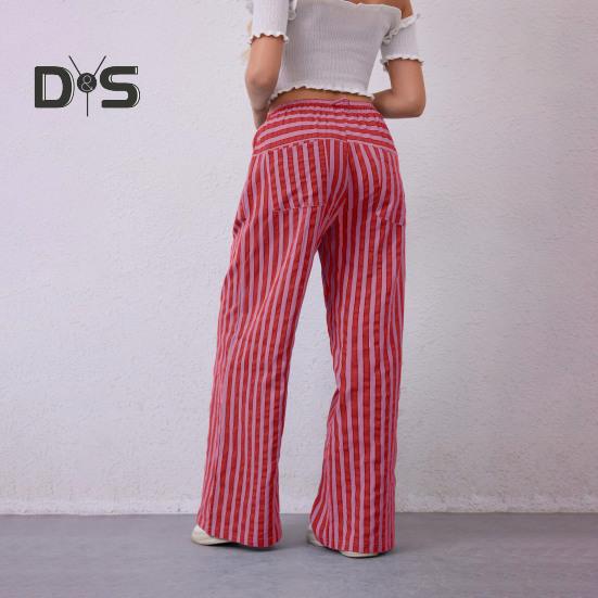 Женские длинные брюки с низкой посадкой, эластичной талией, регулируемыми шнурками, повседневными брюками с карманами, свободными широкими брюками