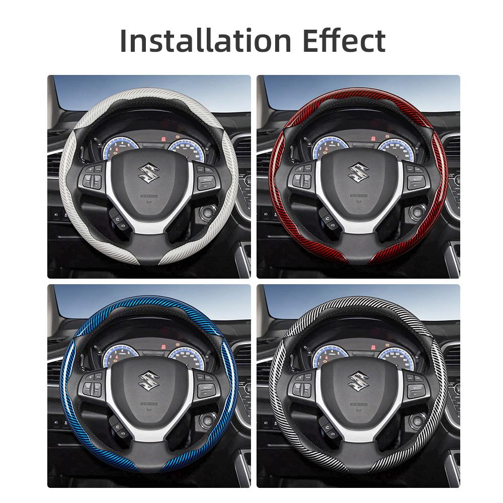 zkfan8 Suitable for Suzuki Carbon Fiber Texture Steering Wheel Cover with Segmented Quick-Release Design for Wagon R Swift Ertiga Brezza Baleno Fronx