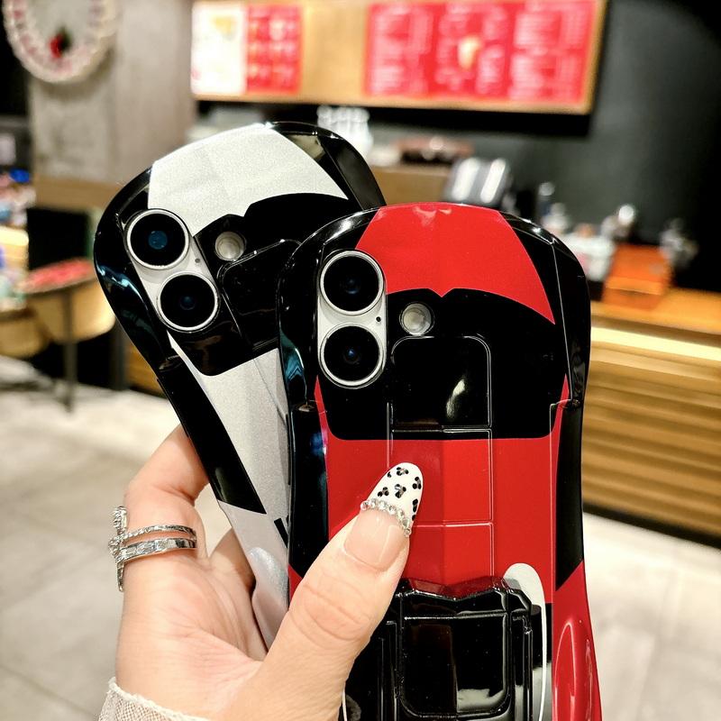 3D автомобиль Форма крутой глянцевый чехол для телефона iPhone 16 Pro Max 15 Pro 14 13 12 11 тонкий жесткий ПК гибридный силиконовый мягкий край противоударный кронштейн задняя крышка