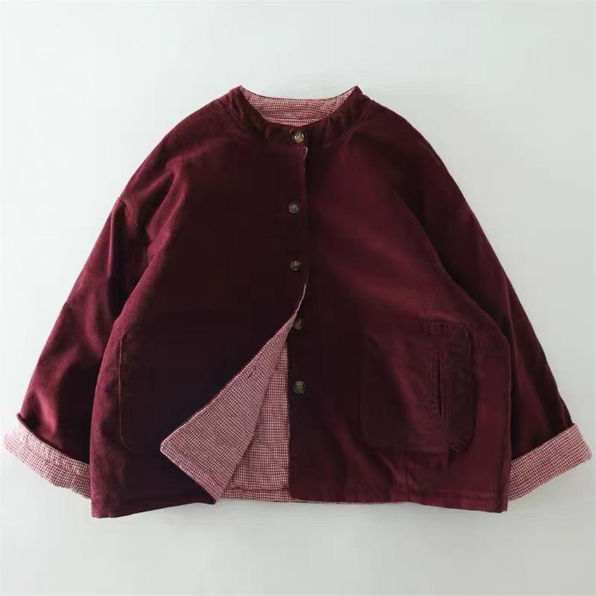 Johnature Зимняя ретро вельветовая куртка двусторонняя теплая женская свободная хлопковая повседневная лоскутная куртка