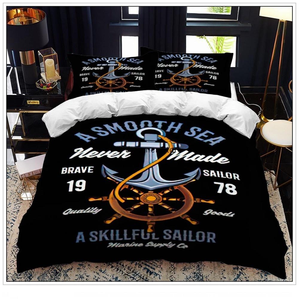 Комплект постельного белья Anchor Ocean Style, пододеяльник, односпальный, двуспальный, домашний текстиль с наволочкой для детей, мальчиков, домашний декор, мягкий пододеяльник