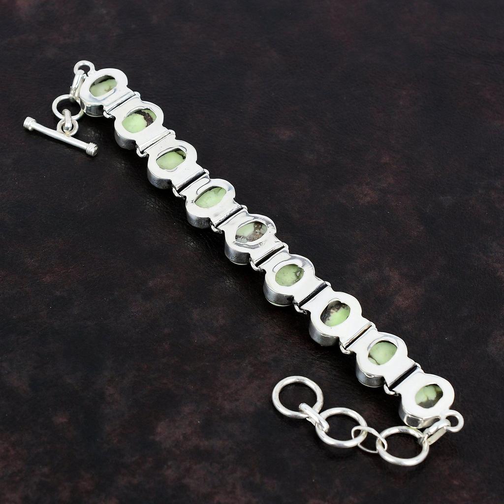 Браслет из драгоценного камня лимонный хризопраз, серебряный браслет 925 пробы, регулируемый браслет-цепочка, старинные ювелирные изделия, подарки для жены, браслет ручной работы