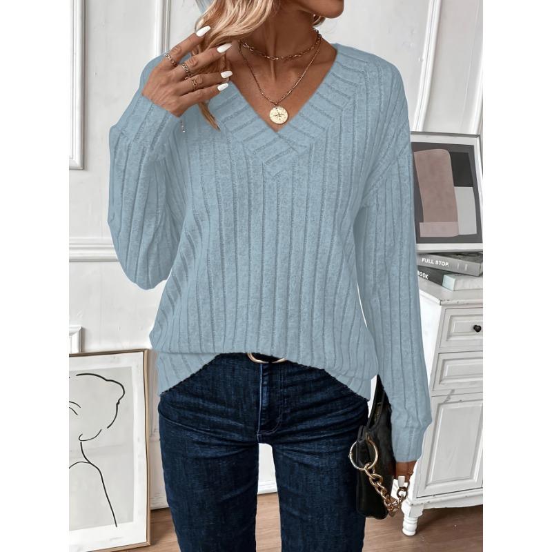 DAFIFY Женские модные повседневные весенне-осенние однотонные блузки и рубашки с v-образным вырезом и длинным рукавом с принтом