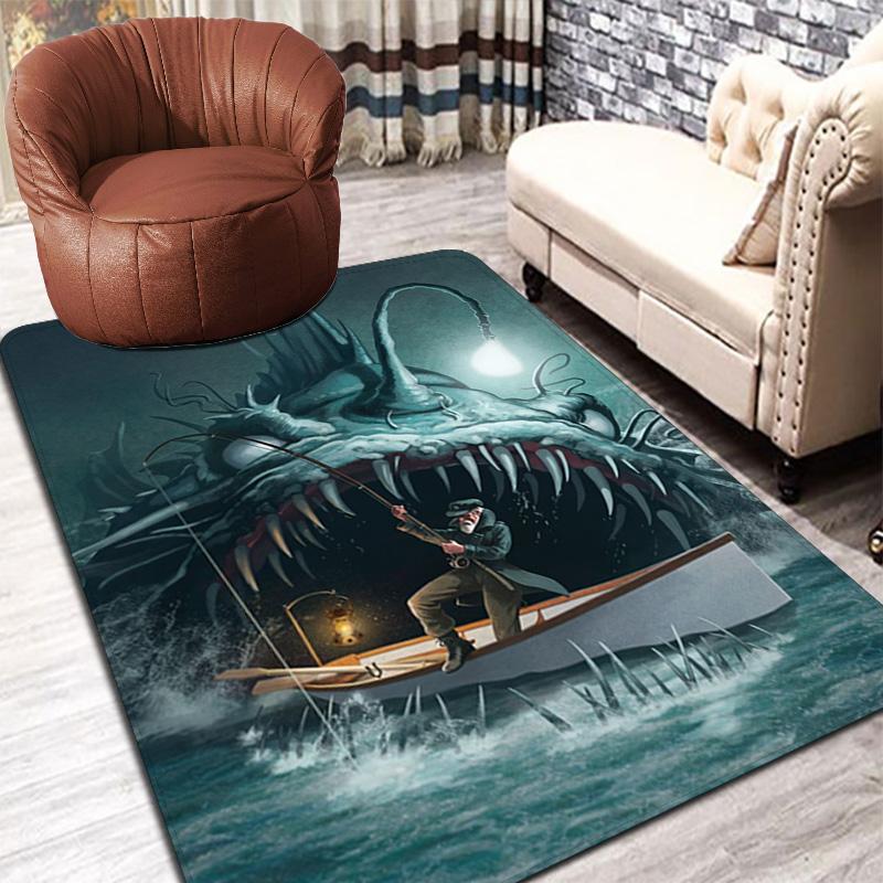 Terrifying piranha Rug Floor Mat for Living Room or Bedroom Soft and Comfortable Carpet a Gift for Birthday and Holiday.MFF0918483