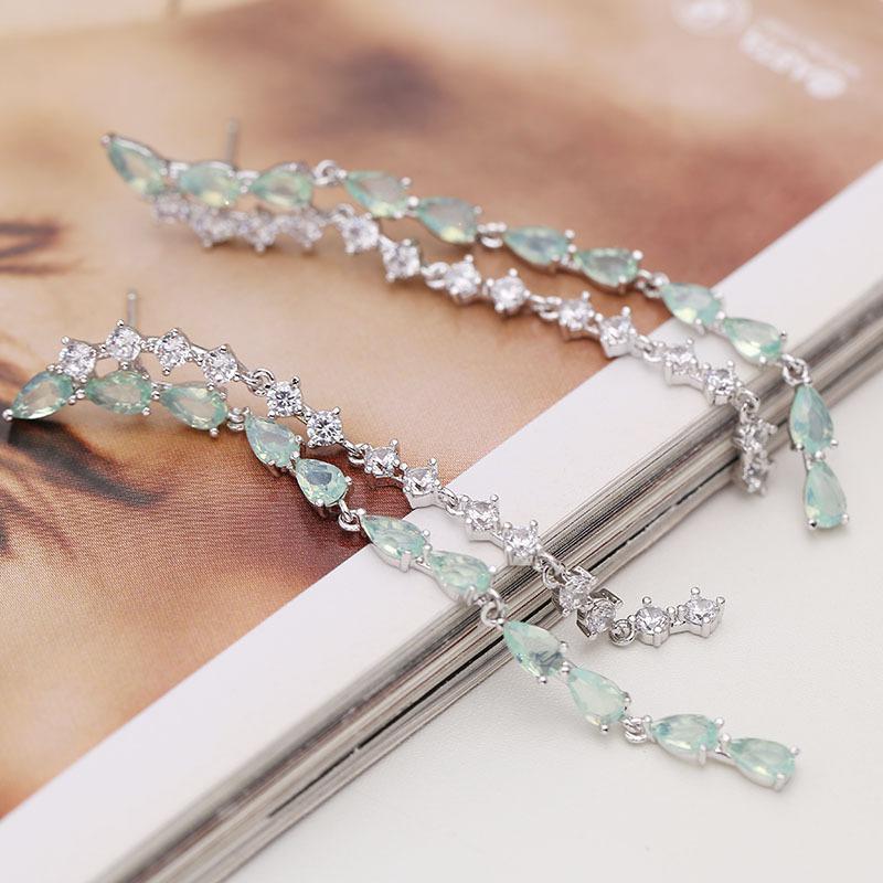 Длинные серьги-кисточки, Модные серьги с кубическим цирконием, Серьги-капельки, Геометрические серьги