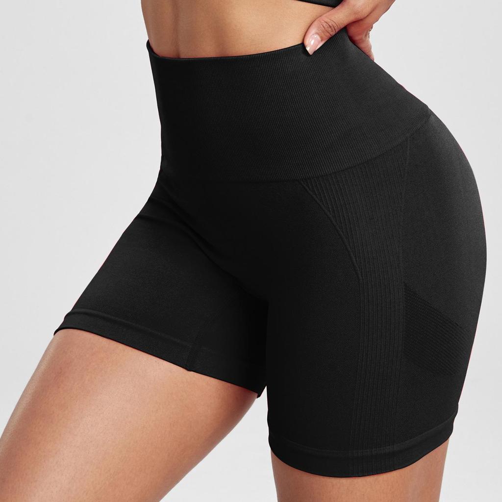 Бесшовные велосипедные шорты с высокой талией и эффектом лифтинга бедер - Женские трехточечные однотонные брюки для йоги и фитнеса