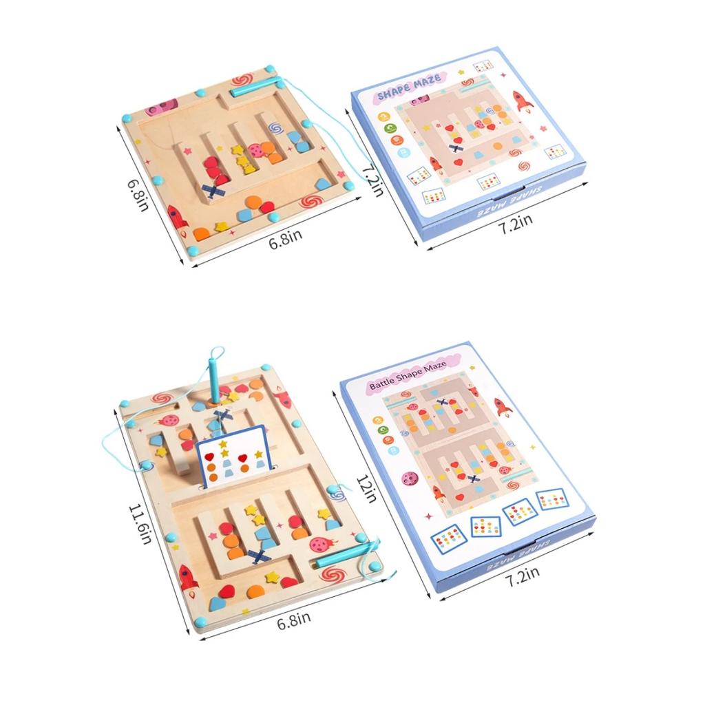 Деревянный Цвет Форма Магнитный Лабиринт Магнитная Сортировка Дорожная Доска Монтессори Игрушка-Пазл Обучающая для Возраста 3+ Мелкая Моторика