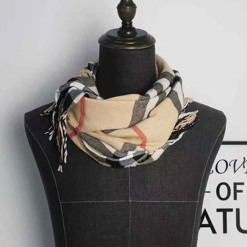 New Faux Cashmere Warm Scarf Women's Winter and Men's Shawl Casual Plaid Faux Cashmere Scarf Couple Scarf