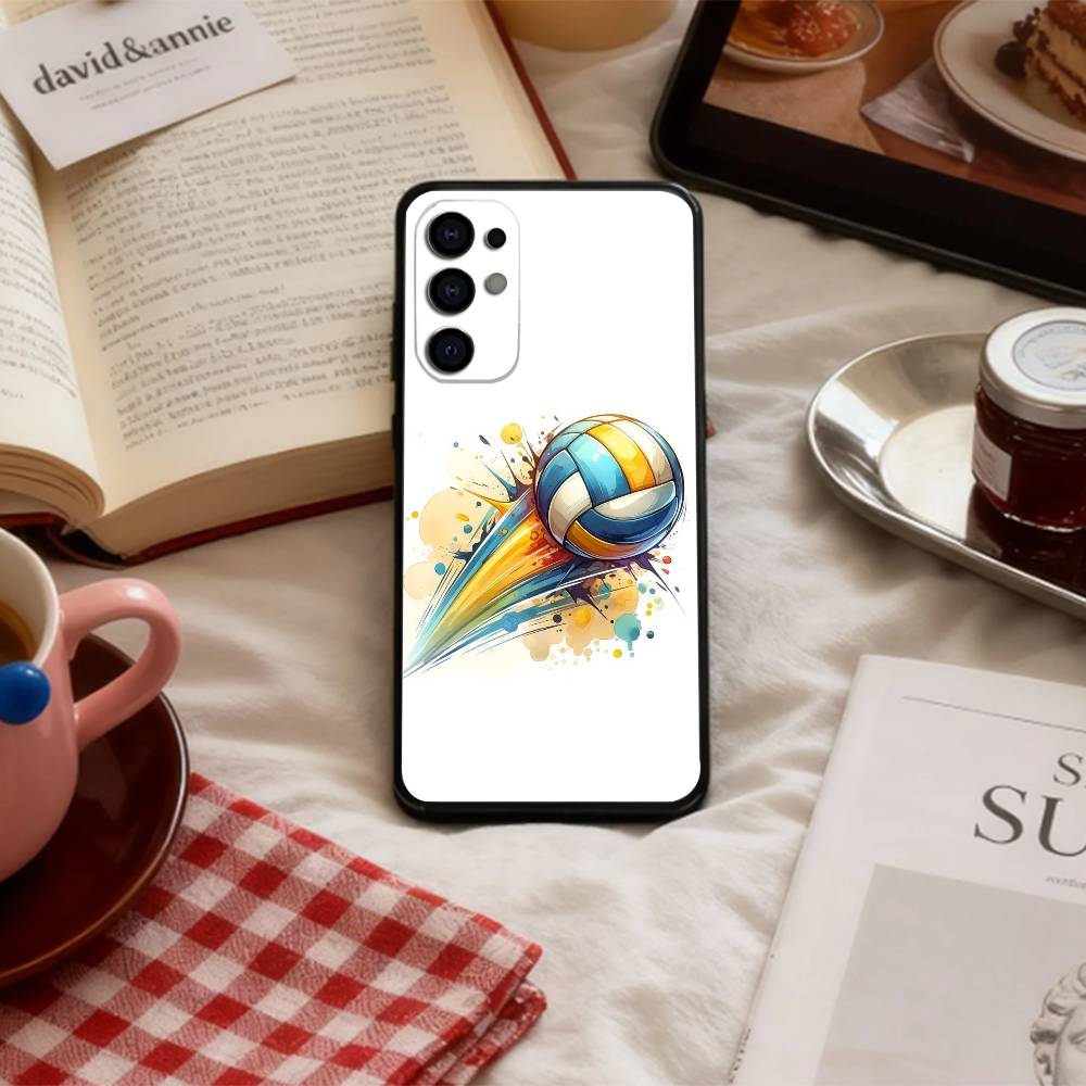 Крутой Спортивный Пляжный V-Волейбол Чехол Для Телефона Для Samsung S 25,24,23,22,30,21,10,9,Ultra,Plus,Lite,FE,4,5 G Мягкий Черный Чехол