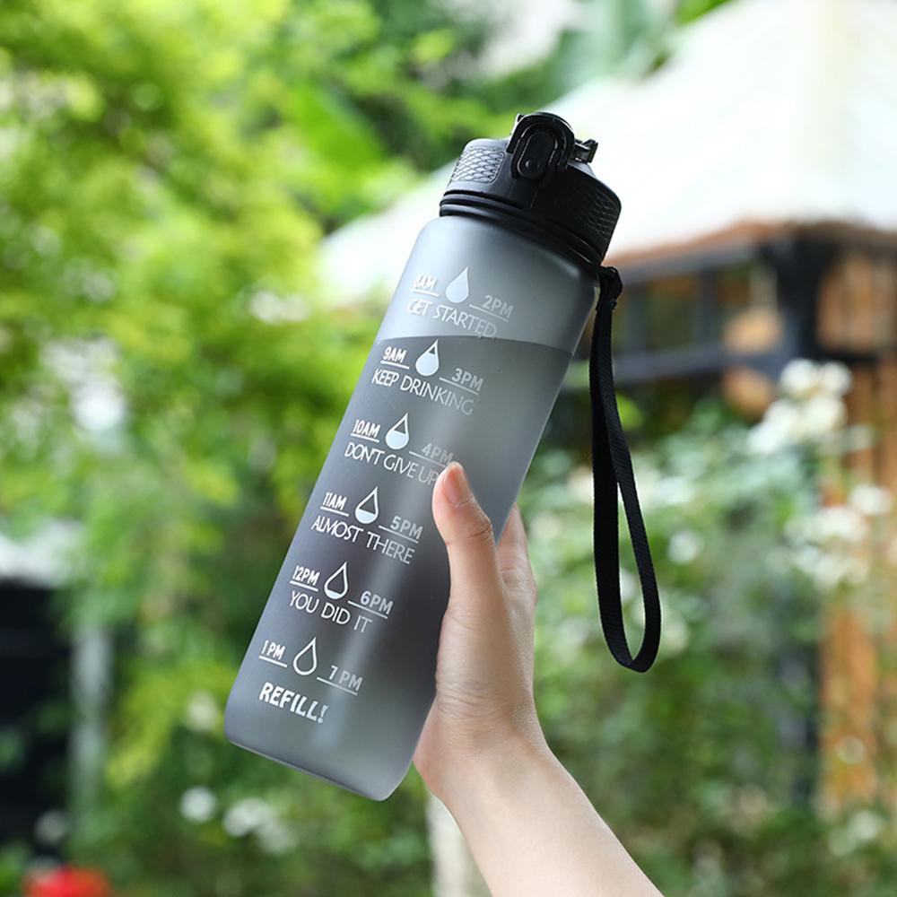 1L Water Bottle With Straw Large Capacity Cup With Hand Strap For Riding Leak Proof Drinking Outdoor Portable Gym Fitness Jugs