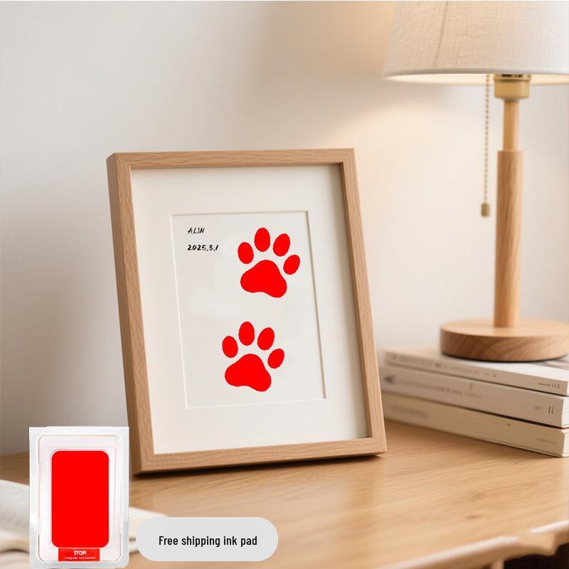 Pet Paw Print Memorial Frame with Wash-Free Ink Pad for Cats and Dogs