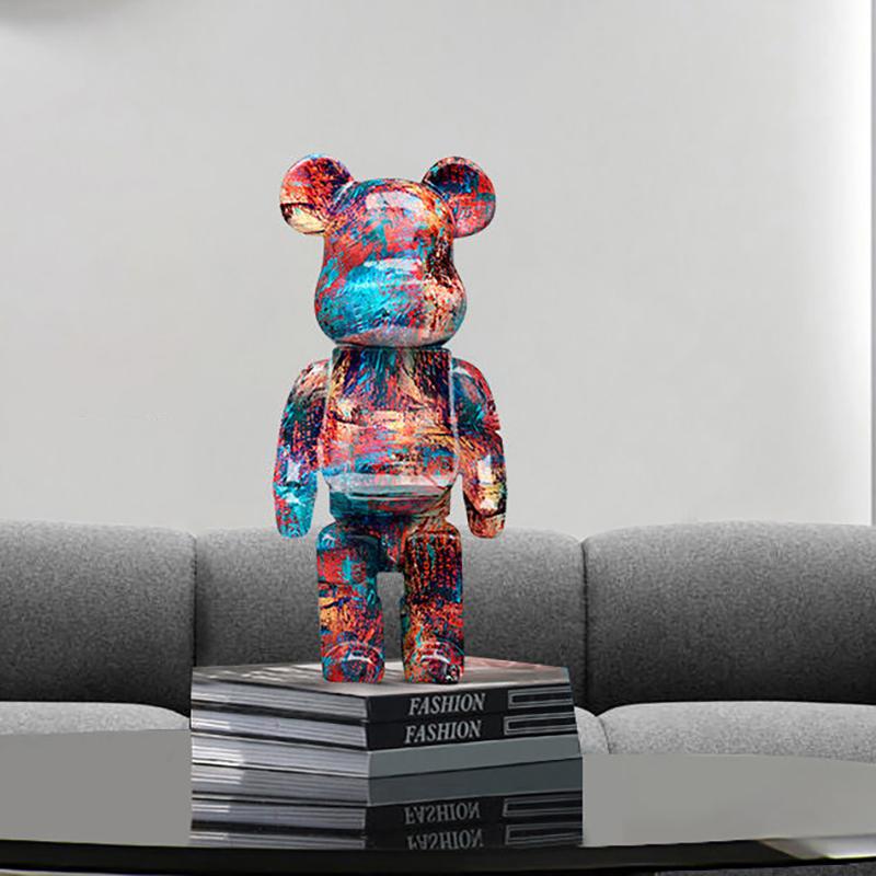 2025 New Graffiti Bear 27cm Figurine Home Decoration Animal Statue Storage Money Jar Modern Room Sculpture Table Decor