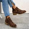 Leopard Print Women Ankle Boots Female Fashion Elegant Dancing Party Prom Shoes Zipper Mid Heels Women's Modern Short Boots