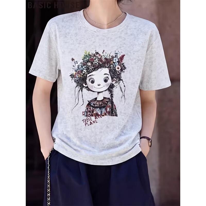 Basic House Women's Printed Short Sleeve T-Shirt