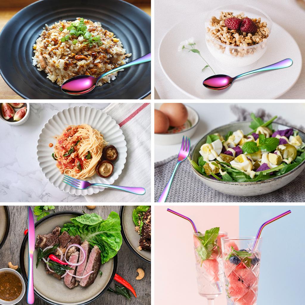 5Pcs Home & Kitchen Dining & Bar Dinnerware Stainless Steel Knife Fork Spoon Set of Cutlery Flatware Sets