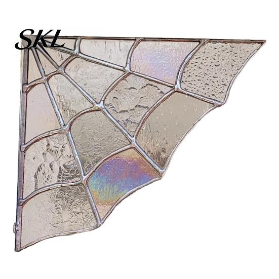 Spider Web Decoration Spiderweb Door Topper, Acrylic Gothic Sun Catcher with Hanging Gem Spiders, Unique Halloween Decor Rainbow Window And Retro Dark