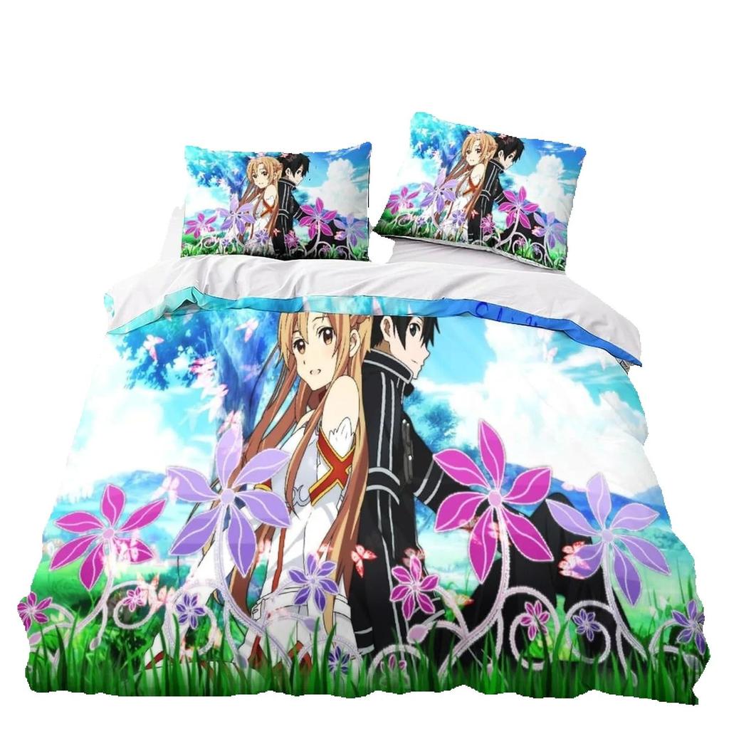 Аниме Sword Art Online Пододеяльник Наволочка Комплект постельного белья Взрослый Мальчик Девочка Украшение спальни Детский подарок Односпальный Двуспальный Размер
