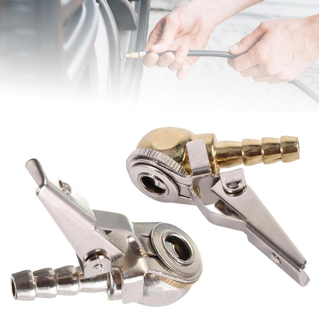 Air Chuck with Clip for Tire Inflator Zinc Alloy Professional Quick Inflate Valve Adapter for Bicycle Auto Motorcycle Truck