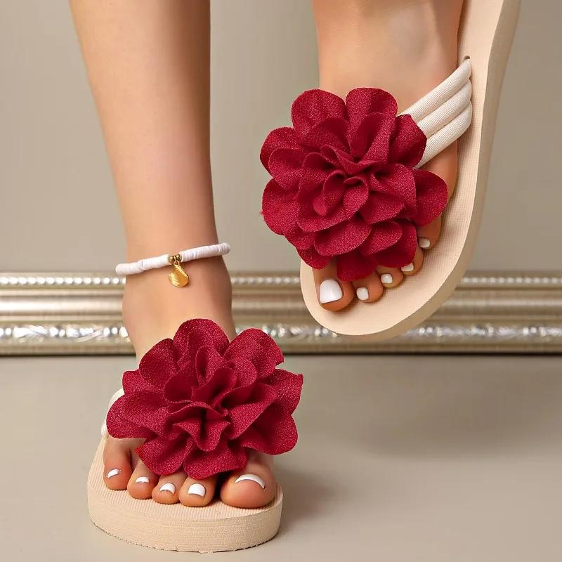 Мода 2025 Легкая женская обувь Шлепанцы Женские тапочки Уличные повседневные тапочки Женские цветочные Большой размер Платформа Босоножки с открытым носком
