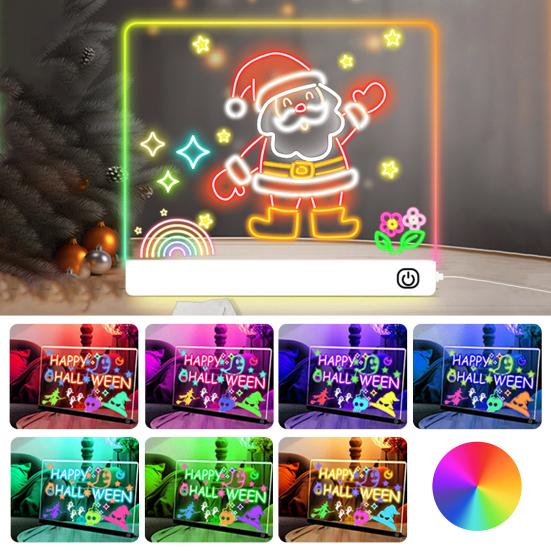 LED Note Board Rechargeable Acrylic Memo Pad Erasable Glowing Message Board To-do List Board Reusable Weekly Planner