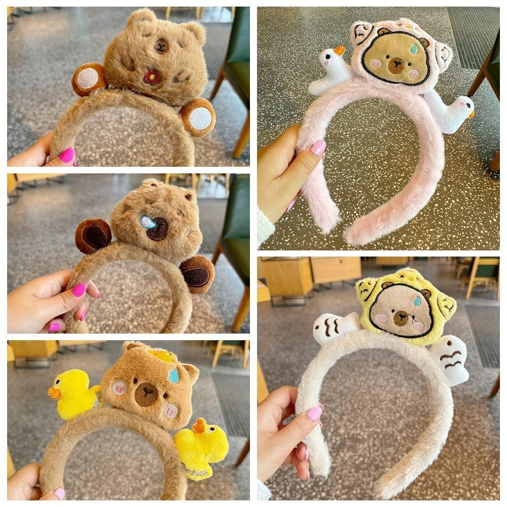 Duck Animal Fluffy Hair Hoop Non-slip Cartoon Hairbands Headpiece Face Washing Hair Hoop  Daily