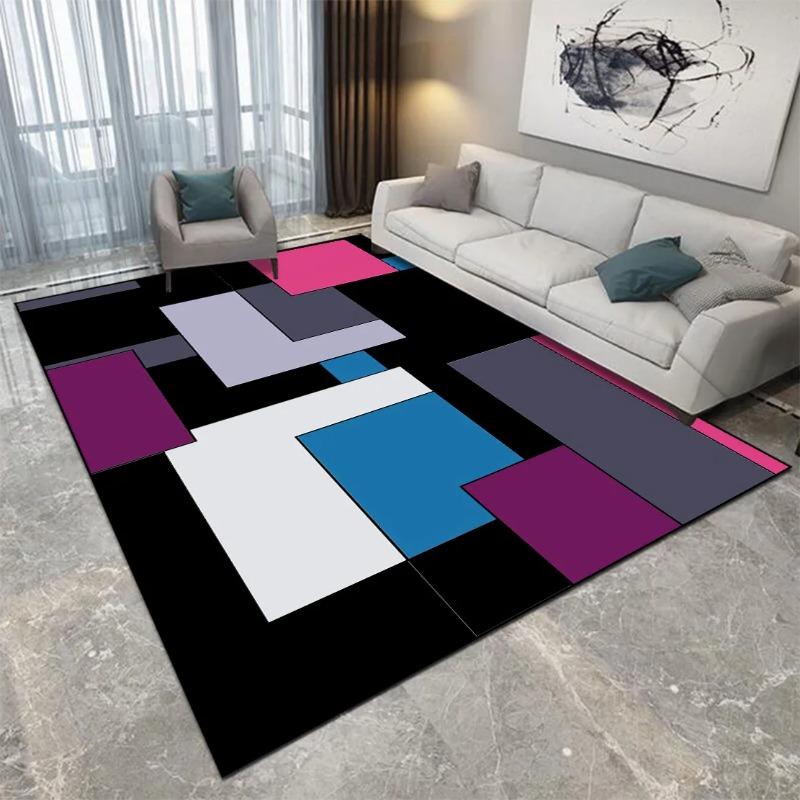 Премиальные Роскошные Геометрические Ковры Золотой Акцент Дизайн Красочный Абстрактный Узор для Современного Декора Гостиной