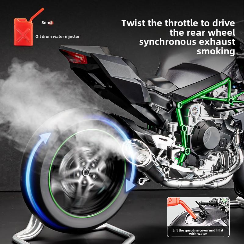 Спрей 1/6 Масштаб Модель Мотоцикла Kawasaki H2R H2 Металлическая Игрушка Мотоцикл С Имитацией Звука и Света Сплав Декоративный Подарок для Мальчика Мужчины
