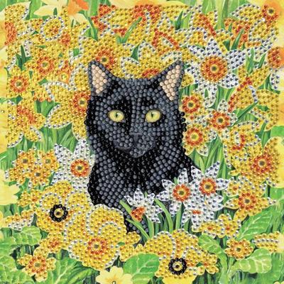 CRYSTAL ART Набор для вышивки стразами на карточке 18x18см Кот на лугу