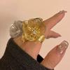 Multi Layered Flowers Irregular Hollow Open Ring Chinese Style Wide Finger Buckle  Friend