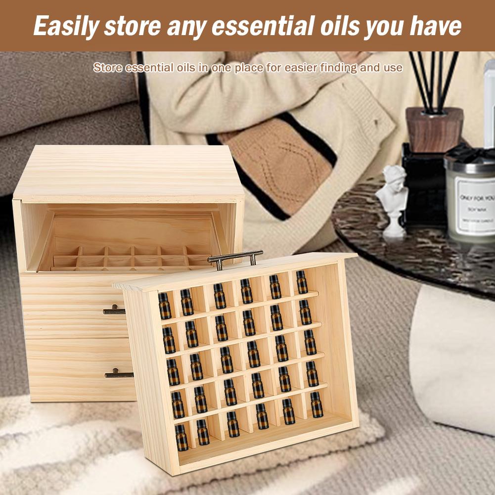 90-Slot Wooden Organizer Box 3-Layer Drawer Case Organizer Essential Oils Storage Organizer Keep Your Oil Safe & Space Saver