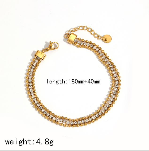 Stainless Steel Bracelet with Three-layer Chain Inlaid with Zircon, Charming and Versatile, High-end Titanium Steel Bracelet