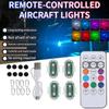 RGB Светодиодные стробоскопы Мотоциклетные светодиодные мигающие габаритные огни Беспроводной свет Самолет Самолет Вертолет Предупреждающие огни Автомобильные аксессуары