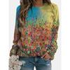 Women's Pullovers Loose Round Neck Flower Element Colorful 3D Hoodie Plus Size Digital Printing Sweatshirt