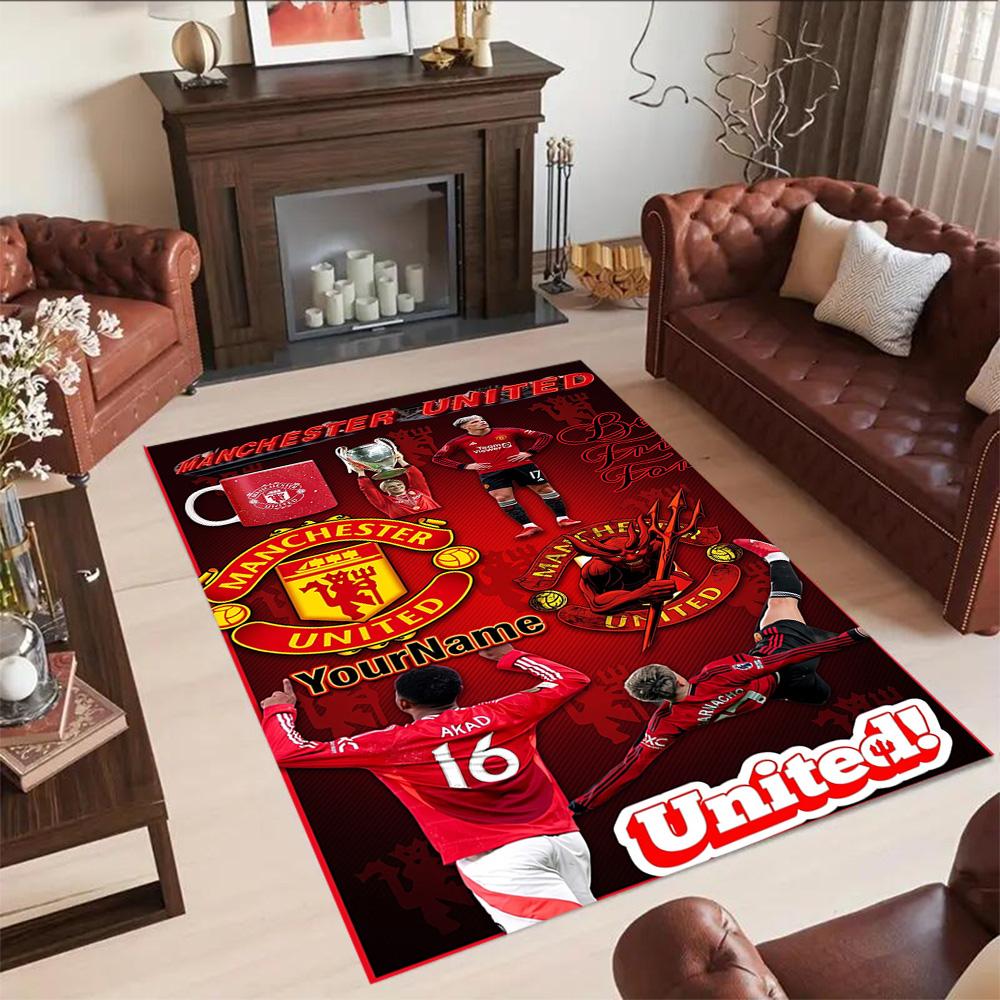 Manchester Customize Your Name Area Rug Design for Game Room Outdoor Balcony Dormitory Antislip Carpet Anime Office Decor