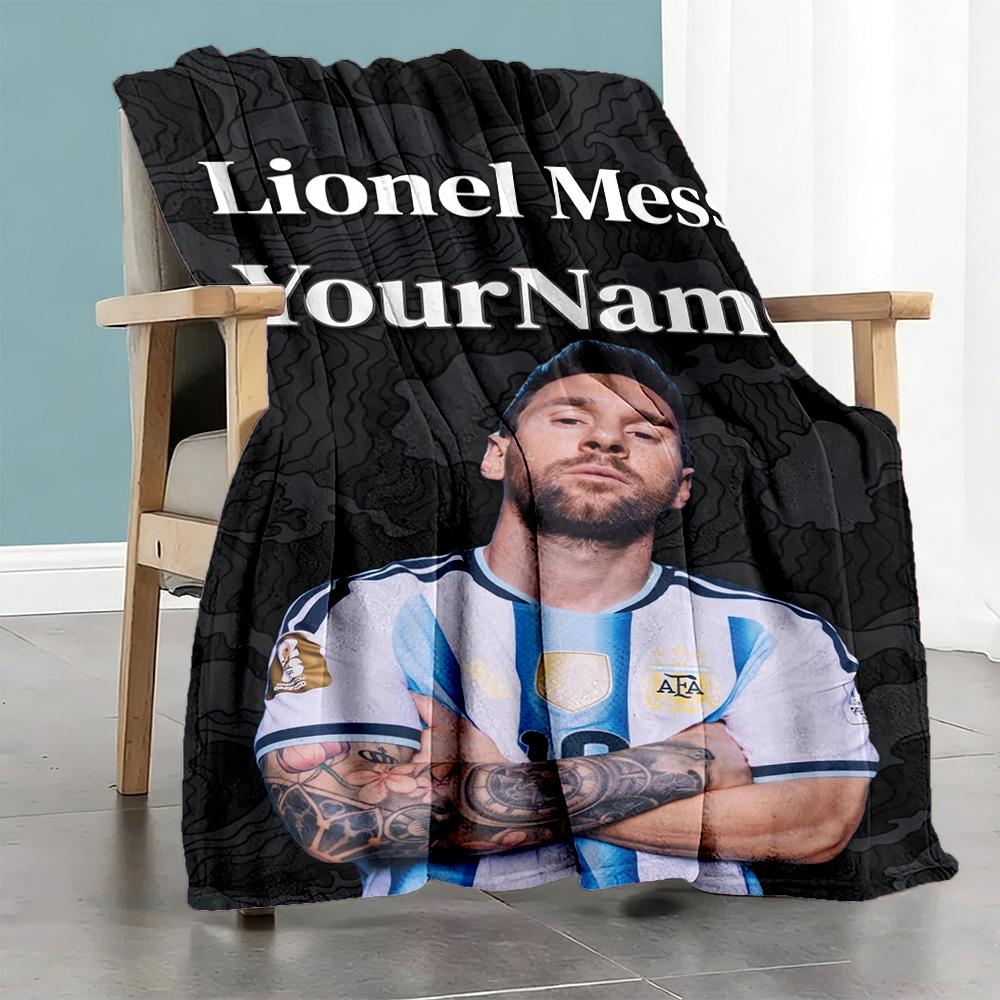 Messi 13 Customize Your Name Blanket Gift Customizable Blanket Soft Warm Cozy Throw For Office Chair Home Decor Couch Bed Four Seasons Universal