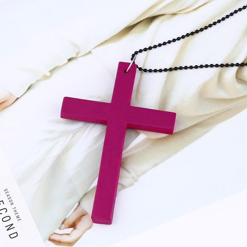 Vintage Wood Cross Pendant Necklace Simple Natural Wooden Cross Necklace Hip Hop Sweater Chain Jewelry Accessories Gifts