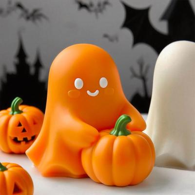 3D Хэллоуин Призрак Стоящая Тыква Цементные Формы для Литья Силиконовые Формы для Десертов Цемента Шоколада Мыла Восковых Свечей Глины Смолы Поделок
