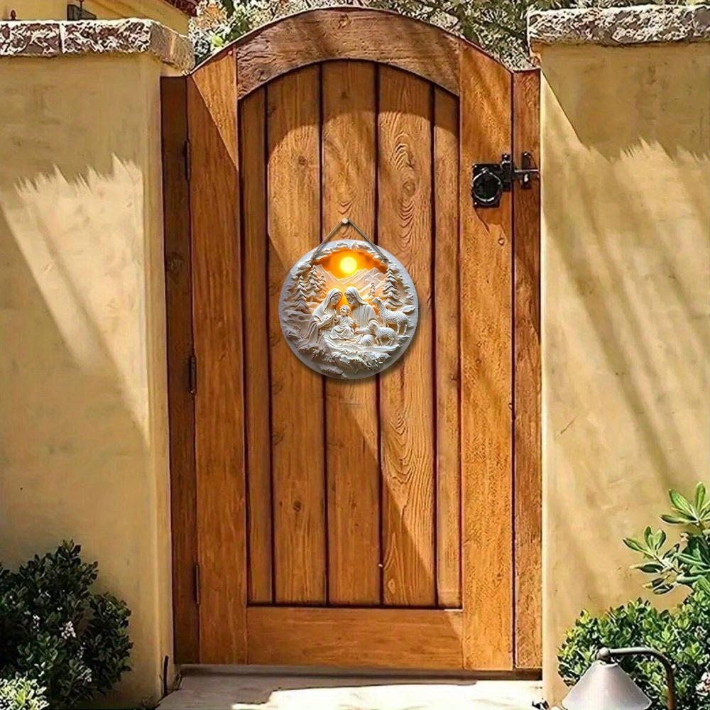 5 шт. Очаровательная деревянная настенная сцена Рождества Христова - 2D плоский рельефный дизайн Иисуса и потерянного ягненка, идеальный рождественский декор для дома и использования на открытом воздухе