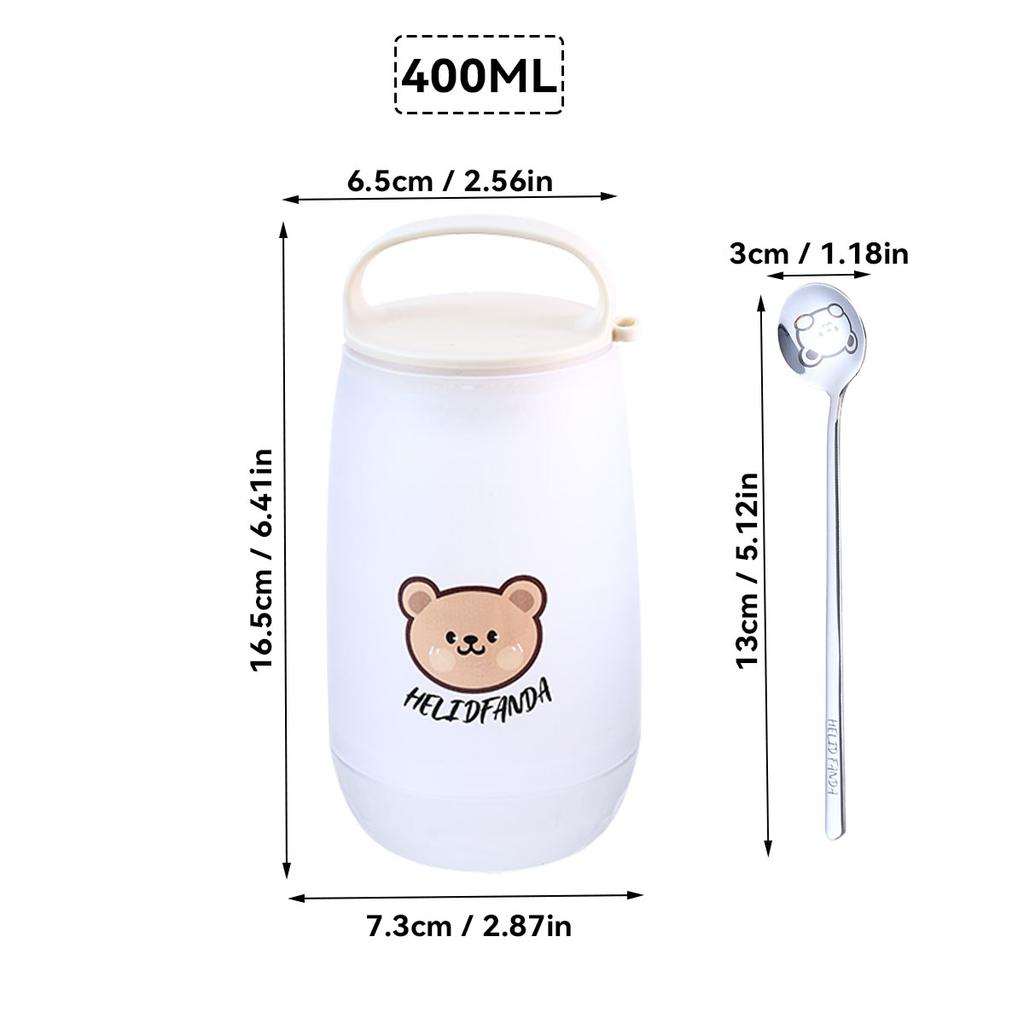 Cute Oat Breakfast Cups With Spoon Portable Plastic Food Container Reusable Leak Proof Salad Yogurt Cup Microwave Safe